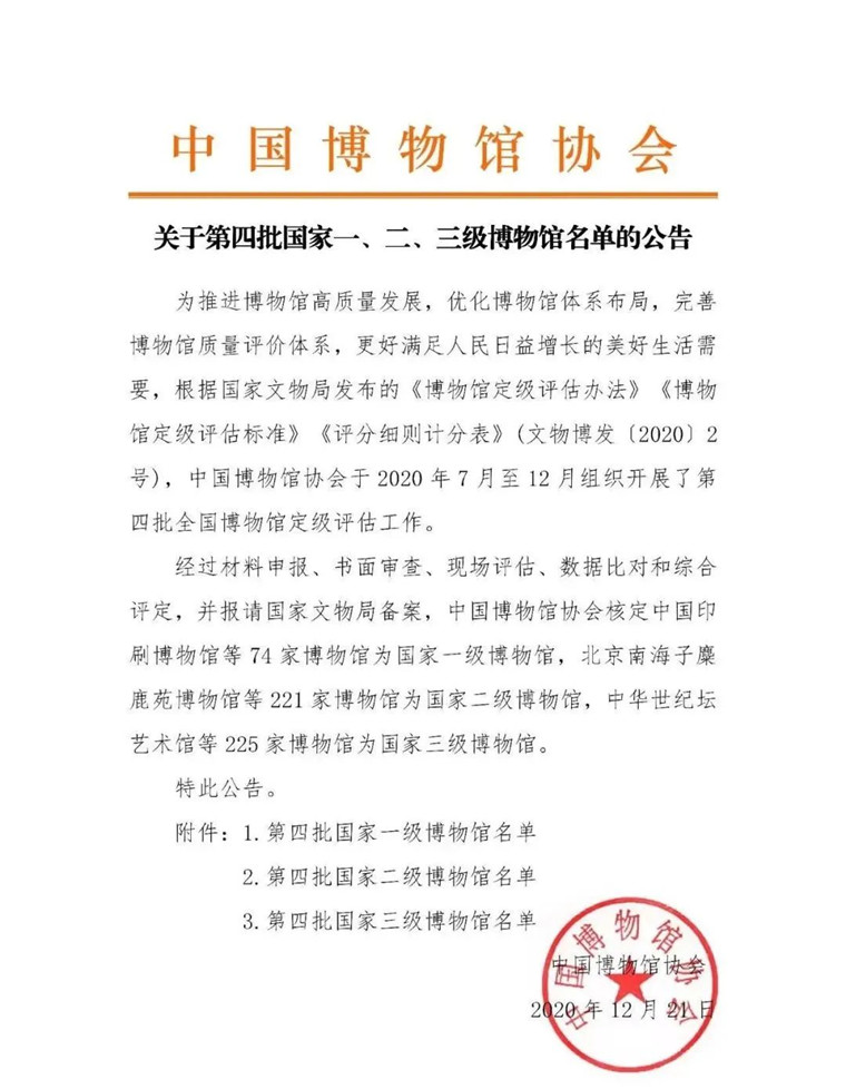 喜讯！best365英国体育在线博物馆被评为国家三级博物馆